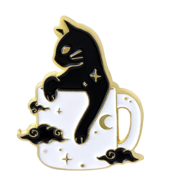 Cat in a Coffee Cup Badge
