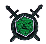 D&D: Green D20 Sword and Shield Badge