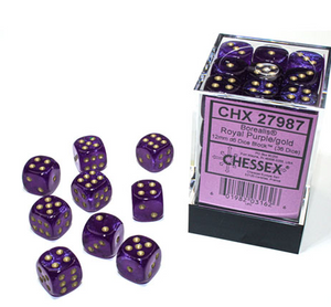 Borealis 12mm D6 Dice Block - Luminary Royal Purple & Gold Dice Block