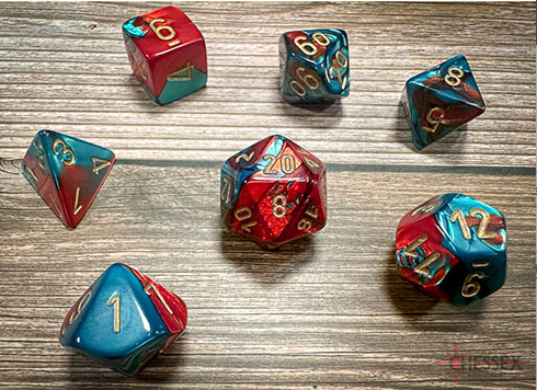 Chessex - Gemini Polyhedral 7 Dice Set - Red-Teal w/Gold