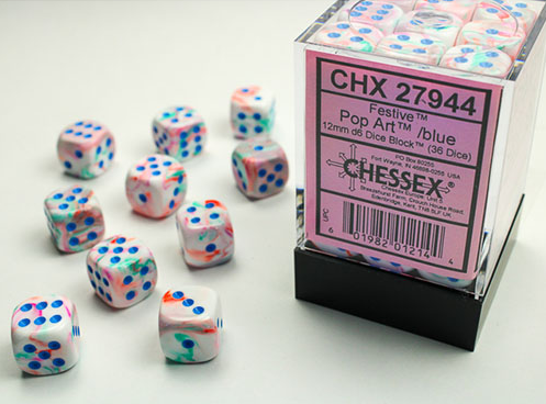 Festive 12mm D6 Dice Block - Pop Art /Blue