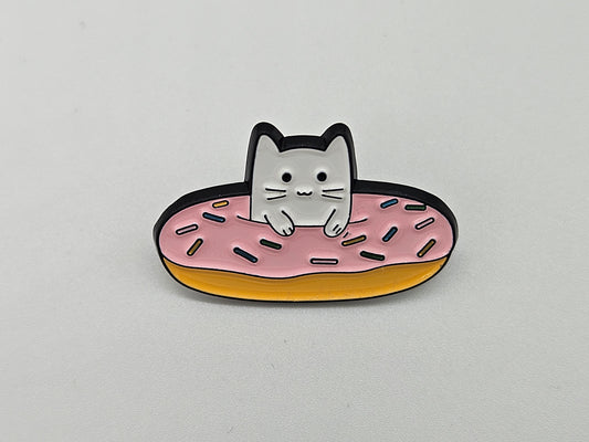 Cat Pink Doughnut - Pin Badge