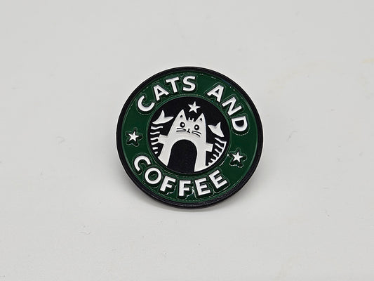 Cats and Coffee- Pin Badge