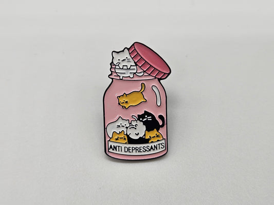 Anti Depressants Cat Jar - Pin Badge