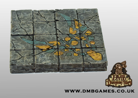 4x4 Floor Tile: Cracked Flagstone with Eagle Mosaic